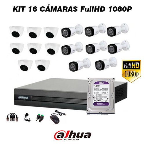 KIT 16 Cámaras FullHD 1080P