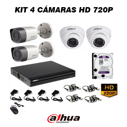 KIT 4 Cámaras HD 720P_Dahua_XENTRI