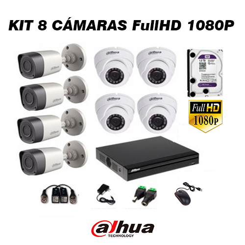 KIT 8 Cámaras Full HD 1080P_Dahua